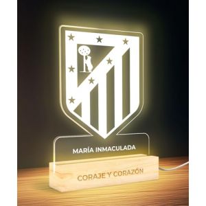 Panorama Lampe de Chevet Foot 15x22 cm Atl&eacute;tico de Madrid - Lampe Led Personnalis&eacute; - Veilleuse Enfant pour Table de Nuit - Lumiere Chambre Decoration - Cadeau Personnalis&eacute; et Original (home & living, neuf)