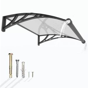 GUANSU-CN Auvent de Porte d'entr&eacute;e, 120x100 cm Toit Marquise Ext&eacute;rieur en Polycarbonate, Abri Anti-Pluie et Anti-UV pour Terrasse & Balcon (Guansu-CN, neuf)