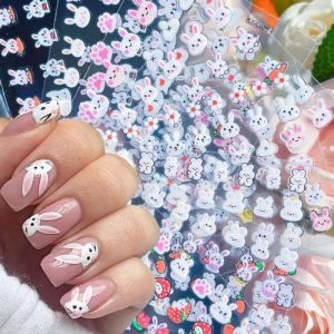 Stickers Ongles Pâques, 30pcs Stickers Ongles Lapin, Stickers Nail Art Paques, Ongles Autocollants Adhesif Lapin, Autocollants Nail Art 3d, Jolies Décorations Nail Art pour Pâques (xiongweiyeah, neuf)