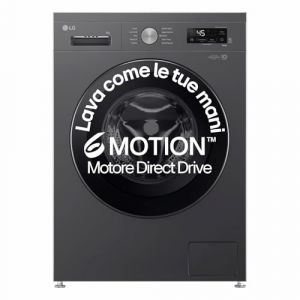LG F4NX1009NMB Machine à Laver 9kg Chargeur Frontal Série X1, Classe A, 1400 Tours WiFi, 6 Motion Direct Drive, Lavage à vapeur, Allergy Care, Autonome, Noir Moyen (To B To C, neuf)