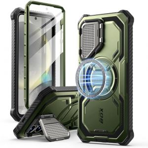 i-Blason Coque pour Samsung Galaxy S25 Plus MagSafe avec Support Couvercle Cam&eacute;ra & Protection d&rsquo;Ecran Int&eacute;gr&eacute; [Protection Robuste Militaire] (Armorbox) Coque Magn&eacute;tique pour S25 Plus, Vert (SUPCASE & i-Blason Store, neuf)