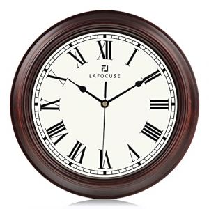 Lafocuse 30cm Horloge Murale Chiffres Romains Vintage, Silencieuse Pendule Murale Couleur Acajou Classique, El&eacute;gant D&eacute;co sans Tic-tac pour Cuisine Salon Chambre Bureau (QuareBest, neuf)