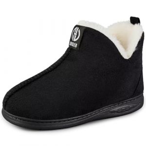 GURGER Chaussons Enfant Gar&ccedil;on Fille Hiver Chaud Peluche Montant Pantoufles de Maison Chaussons Bottes Bottines d'hiver Antid&eacute;rapantes Noir Taille 26 27 (sanyefen, neuf)