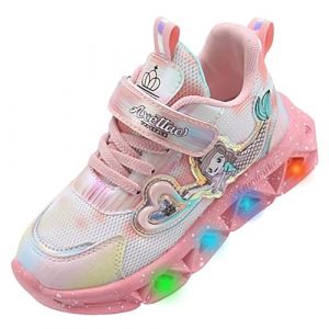 Vorkhuaeri Baskets Elsa LED Lumineuse pour Filles, Chaussures Enfants avec lumières Princesse Les Chaussures de Tennis Sport pour bébés Filles (25,B2-Rosa-Mesh2) (Vorkhuaeri, neuf)