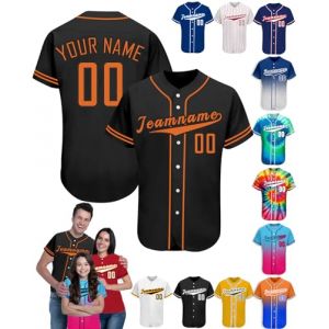 Maillot Baseball Personnalis&eacute; Chemise Baseball Shirt avec Pr&eacute;nom Num&eacute;ro Logo Cadeau Personnalisable pour Homme Femme Enfant, S-4XL (Lokfun, neuf)