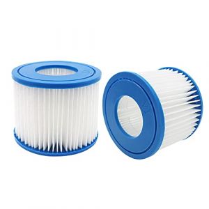 Benfosh Filtre de Piscine de Rechange pour Bestway, Cartouche Filtre de Taille VI Compatible avec Lay-Z-Spa, pour Miami, pour Vegas, pour Palm Springs, pour Paris pour Monaco (2Filters) Blanc et Bleu (Yierxq, neuf)