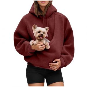 G&eacute;n&eacute;rique Sweat &agrave; Capuche Femme avec Poche Kangourou Pull pour Chat et Chien Femme Sweat &agrave; Manches Longues Veste &agrave; Capuche Douce Et Confortable Pull de Transport Chat et Chien (XXL) (zhiqiangdianzishangwuyouxiangongsi, neuf)