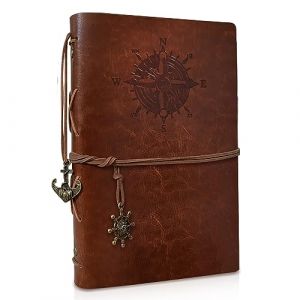 Joy & Inspiration Carnet de Notes A5 en Cuir Synth&eacute;tique avec Papier Kraft Rechargeable Vintage Rechargeable Reli&eacute; Beau Journal de Voyage Journal &agrave; Anneaux Carnet de Croquis Vintage (A5 Marron) (joy&ins, neuf)