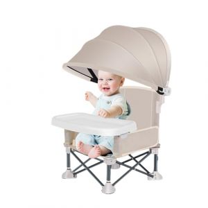Chaise Plage Bebe Chaise De Camping Pour Bébé Chaise Haute Bébé Avec Plateau Amovible Et Parasol Chaise Bebe Pliante Chaise Haute De Voyage Portable Pour Intérieur Et Extérieur,38x31x37cm (siuwad, neuf)