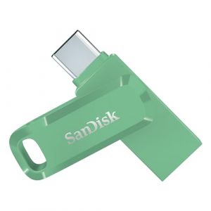 SanDisk Ultra Dual Drive Go, 1 To Flash Drive, Cl&eacute; USB C (pour Android Smartphone Stockage, Tablettes, Mac et PC, jusqu'&agrave; 400 Mo/s, Connecteurs USB Type-C et USB Type-A r&eacute;versibles) Verte (ExaSoft, neuf)
