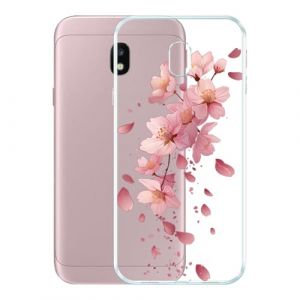 WUACYEAMING Coque Compatible avec Samsung Galaxy J3 2017, Antichoc Silicone Clair Transparente avec Motif Floral Textur&eacute; (WUACYEAMING, neuf)