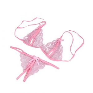 G&eacute;n&eacute;rique Lingerie femme dentelle sexy ensemble soutien gorge et culotte grande taille &eacute;rotique hot sous vetements feminins sexy coquine string ouvert entrejambe nuisette transparente fendu tenue (M) (XNme SW, neuf)