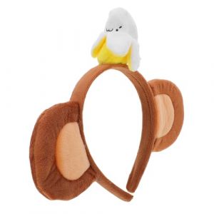 OATIPHO Serrage-T&ecirc;te Singe en Peluche &Eacute;paisse 23 CM avec Oreilles et Banane Bandeau Amusant pour Costume de Singe Accessoire de Cosplay Animalier pour F&ecirc;tes Spa et D&eacute;guisements (Tsun Ki-sung, neuf)