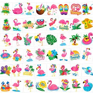 HOWAF 96Pcs Tatouages Temporaires Flamant Rose pour Enfants, Flamants Roses Tattoo Autocollants Imperméable Tatouage Temporaire Faux Tatouage pour Decoration Anniversaire Tatoo Enfant Fille Garçons (Lipmok-eu, neuf)