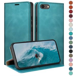 HUOUH Coque pour iPhone SE 2022/7/8/SE 2020 4,7" avec RFID Blocage Etui à Rabat en Cuir de Premium,Fentes Cartes,Case à Rabat,Coques de Cover pour Apple 7 Portefeuille Vert d'eau (ETERNAL FLAME TRADING, neuf)