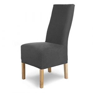 SCHEFFLER-Home Housse de Chaise en Flanelle élastique « Luna-Long » / Lot de 6 / Anthracite/Housses de Chaise pour chaises de balançoire/Housse Extensible (SCHEFFLER-HOME, neuf)