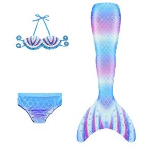 Maillot De Bain Enfant Fille Joli Maillot de Bain d'été Cosplay Party Fille Manches Longues 3 Pièces Deguisement Océan Piscine Natation Plage Costume de Bain de Plage (HIKLASbien, neuf)