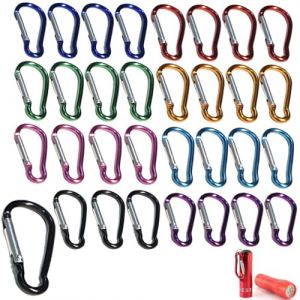 SULIUDAJI 32pcs Petit Mousqueton Aluminium Mini Mousqueton Porte Clé Léger Et Résistant Pour Randonnées Camping Pêche Voyages (3,5 x 46 mm, Argent, Forme D, Non-locking) (UAB WSVLKE LT, neuf)
