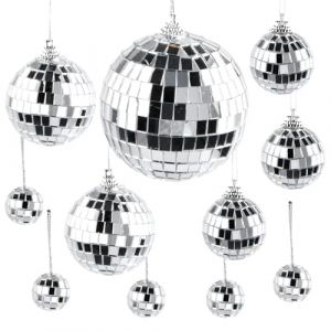 Boule a Facette, 11 Pièces 4 Tailles Argent, Boule Disco, Boule à Facette Décorations d'Arbre de Noël, Boules à Facettes pour Fête, Mariage, Danse (Ehuihuan, neuf)