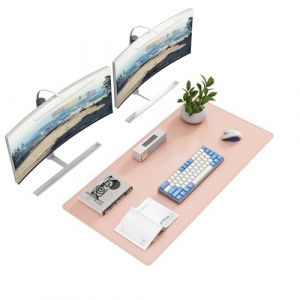 DAWNTREES Sous-main de bureau - 100 x 50 cm - En cuir - Résistant au glissement - Grand tapis de souris pour ordinateur portable - Convient pour le bureau, la maison et l'utilisation de bureau (rose) (DawnTreesUK, neuf)