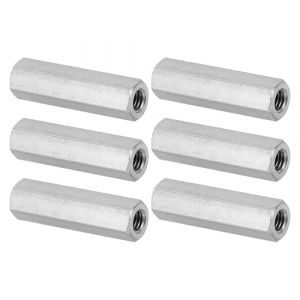 PATIKIL Ecrou Long M5 x 0.8 de Pas Écrou Hexagonal en Acier Inoxydable 304, 6Pcs 30mm/ 1.2" Longueur Raccords de Tige Filetés Grossiers, Écrous de Couplage, Ton Argent (PATIKIL UK, neuf)