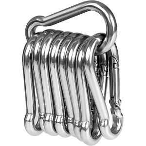 Lot de 10 Mousquetons en acier inox 304 Résistant Mousqueton Inox 60 mm x 6 mm de qualité supérieure avec fermoir à cliquet pour tous les types d'aide à la traction et poignées avec un œillet (MNBS DIRECT, neuf)