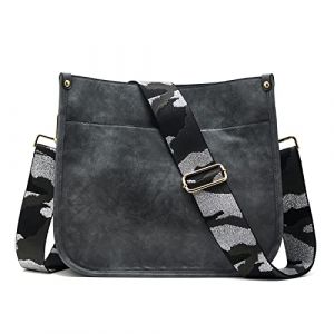ZOUIQSS Femmes Sacs &agrave; Bandouli&egrave;re en Cuir Sac &agrave; Dos Dame Hobo Sac &agrave; Main Poches Zipp&eacute;es Sac Avec Sangle R&eacute;glable(Gris (5CM) Camouflage2) (ZOUIQSS, neuf)