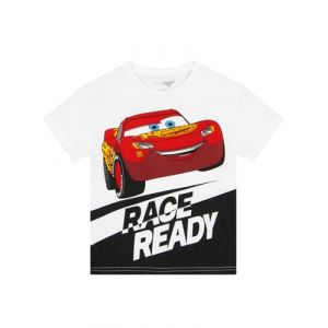 Disney Cars Shirt | Tee Shirt Cars Flash Mcqueen Tee Shirt Enfant Garcon | Produits Dérivés Officiels De Cars | Blanc 4-5 Ans (Character FR, neuf)