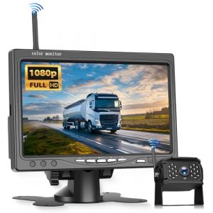 VECHTEL Kit de Caméra de Recul sans Fil IPS HD 7 Pouces avec Caméras, Caméra de Recul avec BSD Étanchéité IP68 Vision Nocturne Super Grand Angle pour 12V-36V Camion Buses Remorques Camping (VECHTEL, neuf)