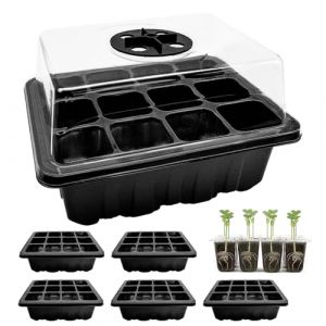 Mudoulu 6 Pi&egrave;ces Mini Serre pour Semis avec Couvercles, Plateau de Semis 12 Cellules R&eacute;utilisables Pot de Germination Int&eacute;rieur Balcon, Godet &agrave; Semis Noir pour Terreau (fumingda, neuf)