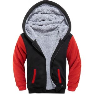 JACKETOWN Sweat &agrave; Capuche Gar&ccedil;on, Veste Polaire &eacute;paisse Sweat-Shirt Enfant Capuche avec zipp&eacute; &agrave; Hoodie Manches Longues Veste de Sport d'hiver Chaude （Rouge-L） (CongHuiQiang, neuf)