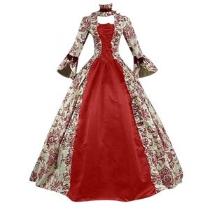 2025 Robe R&eacute;tro M&eacute;di&eacute;vale Femme Renaissance Baroque Robes Vintage Medievale Manches Trompette Victorienne Steampunk Gothique Robe Grandes Tailles Maxi Carnaval Halloween F&ecirc;te Femmes Cosplay Victorien (⭐⭐⭐⭐⭐KQIVAM, neuf)