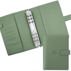 ROEOWENE Classeur &agrave; Anneaux A5 Rechargeable Classeur 6 Anneaux Cuir Couverture de Carnet de Notes Couverture Budget Enveloppe pour Recharge Agenda A5,Planificateur-Vert (ROEOWENE LLC, neuf)