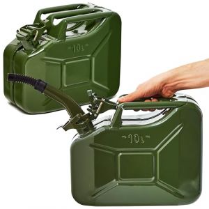 BW® Jerrican en métal pour carburant - 2 x 10 l - Avec bec verseur - Vert olive - RAL 6003 - Certifié TÜV et homologation ONU - Fabriqué en Europe (let's build brands, neuf)