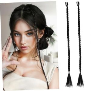 WEKADRIN 2 pi&egrave;ces Extensions de Cheveux Tress&eacute;s Pince Frange Rideau Longue Tresse Synth&eacute;tique Queue de Cheval Tress&eacute;e Naturelle pour Femmes (CIUUNIG, neuf)