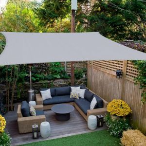 HAIKUS Voile d'ombrage Carré 4x4 m, Toile Ombrage HDPE Respirant (185g/㎡), Filet dombrage 3m avec Protection UV pour Patio Jardin Terrasse Camping Extérieur, 4x4m, Gris Clair (Bleu Eden, neuf)