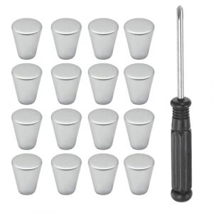 YAZWUR Lot de 16 boutons de meubles modernes en aluminium, boutons ronds pour cuisine et chambre, poign&eacute;es de tiroir en m&eacute;tal avec tournevis inclus, boutons pour armoires et meubles (Romanimania OU, neuf)