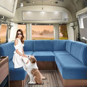 SHUOJIA Housses De Siège De Caravane en Velours, Housse de Siège de Camping-Car avec Bande élastique Et Laçage, Housse de Coussin de Canapé RV pour Camping-Car (Blue-2,W60-90 cm,D30-55 cm) (SHUOJIA, neuf)