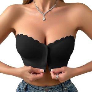XFSRG Soutien Gorge sans Bretelles Femme Bandeau Attache Devant Soutien Gorge Push up Bretelle Amovible Bra (KONSTANTINOU-A, neuf)