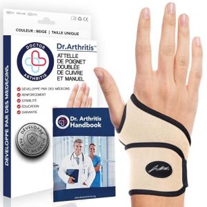Orthese Poignet Infusée de Cuivre Conçue par des Médecins, Attelle Poignet Gauche et Droit, Orthese Pouce, Support de Nuit pour Femmes Hommes [À l’Unité, Beige] (Better Living EU, neuf)