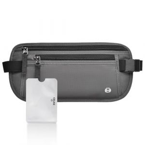 SPOKKI Ceinture de Voyage Antivol, Sac Banane Discret avec S&eacute;curit&eacute; RFID, Sacoche de Cacher et Prot&eacute;ger, Ceinture avec Blocage RFID pour Homme et Femme (Gris) (PJ HOUSE UK, neuf)