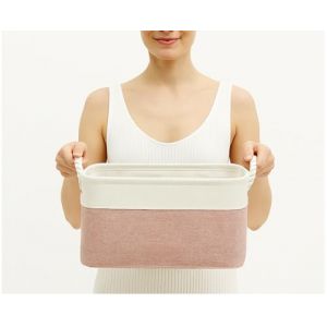 Mangata Boîtes de rangement rectangulaires en tissu doux, multi-tailles, pour étagère, armoire, jouets et vêtements, 31 x 21 x 16 cm, rose et blanc (taille S, 1 pièce) (MANGATA Direct, neuf)