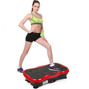 Belfoyer Plateforme Vibrante LCD &ndash; Plaque Vibrante Fitness Minceur avec Bluetooth & USB, T&eacute;l&eacute;commande, Bandes &Eacute;lastiques &ndash; Noir & Rouge (53&times;32.5&times;12cm) (zvzhano, neuf)