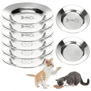 Freyeeti Lot de 6 gamelles pour chat en acier inoxydable - Gamelle plate pour chat - Assiette pour chat - Gamelle pour chat - Gamelle plate pour chat et petit chien - 14 cm (FRESHFINDSHOP, neuf)