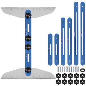sourcing map Escalier Marche Modèle Outil 9"-54" Réglable Longueur Escalier Mesure Outil Gabarit pour Escalier Marches Convient pour Escaliers, Contremarches et Cloison, Bleu (Weisser Berg, neuf)
