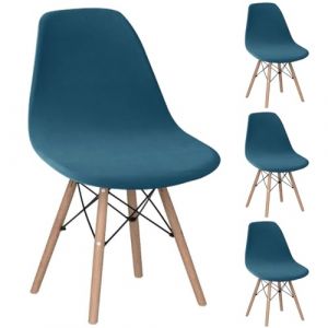 Levoberg Housse de Chaise Scandinave en Velours Lot de 4 Housses de Chaise de Salle &agrave; Manger Extensibles Couverture Protection Chaises Scandinaves Lavable pour Cuisine Maison H&ocirc;tel Bleu de Paon (Levoberg-EU, neuf)
