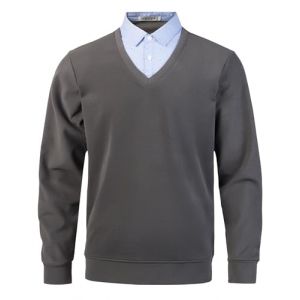 Oralidera Pull Faux col Chemise pour Homme Automne Hiver Pull Homme Empi&egrave;cement Col Chandails Pulls en Maille &agrave; Manches Longues, Gris, XXL (Oralidera, neuf)