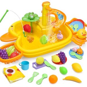 STONE Cute &Eacute;vier Jouet Cuisine, Lavabo de Jeu avec Robinet Enfant, Jouets de P&ecirc;che et Cuisine pour Gar&ccedil;ons et Filles (Funny fly EUR, neuf)