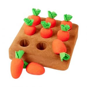 Njidher Jouet interactif pour chien - Carotte - Jouet intelligent en peluche - Tapis &agrave; renifler - Plucking Radis - Jouet &agrave; m&acirc;cher - Jouet &agrave; m&acirc;cher - Favorise la formation de reniflement - &Eacute;limination (asliny, neuf)