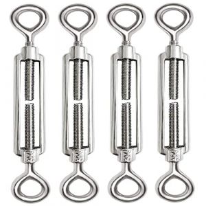 4 Pièces Tendeur Cable M8 Tendeur Cable Inox 304 Réglable Oeil de Ridoir et Oeil pour Tendeur de Fil Cable Acier Corde Crochet Tendeur Accessoires (SAIJIAN, neuf)